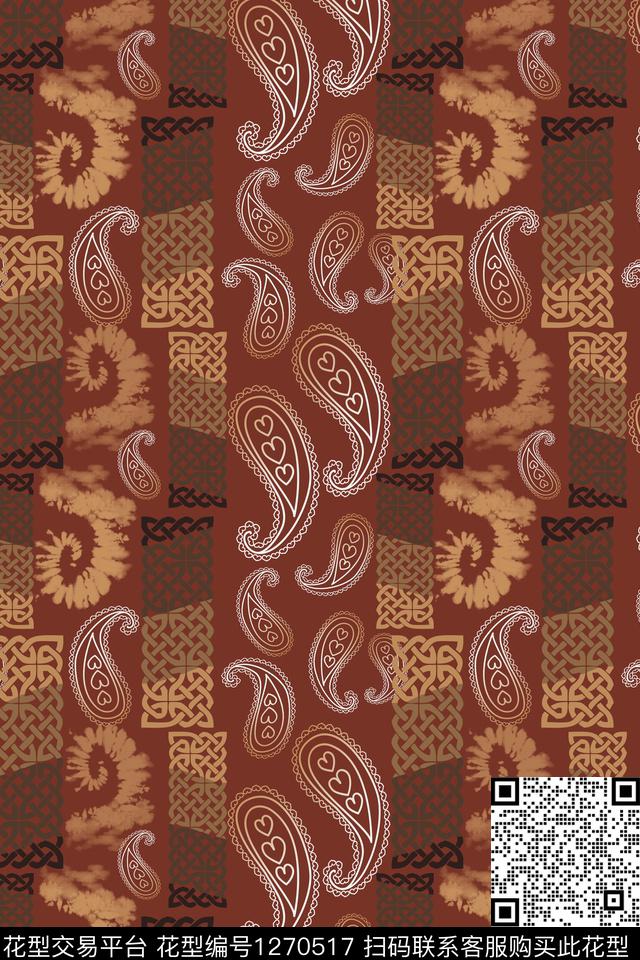 条纹混搭奢华游牧男装休闲花卉数码印花华亿平台下载（图片编号: 1270517） - 瓦栏（Walan）