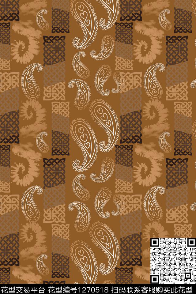 条纹混搭奢华游牧男装休闲花卉数码印花华亿平台下载（图片编号: 1270518） - 瓦栏（Walan）