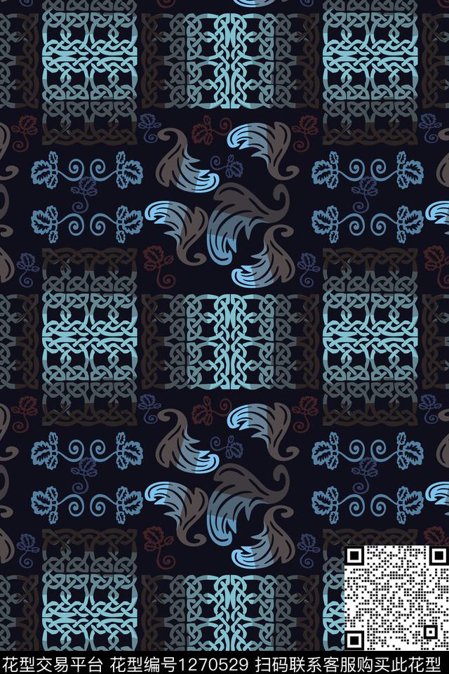 渐变色彩男装休闲花卉奢华游牧数码印花华亿平台下载（图片编号: 1270529） - 瓦栏（Walan）