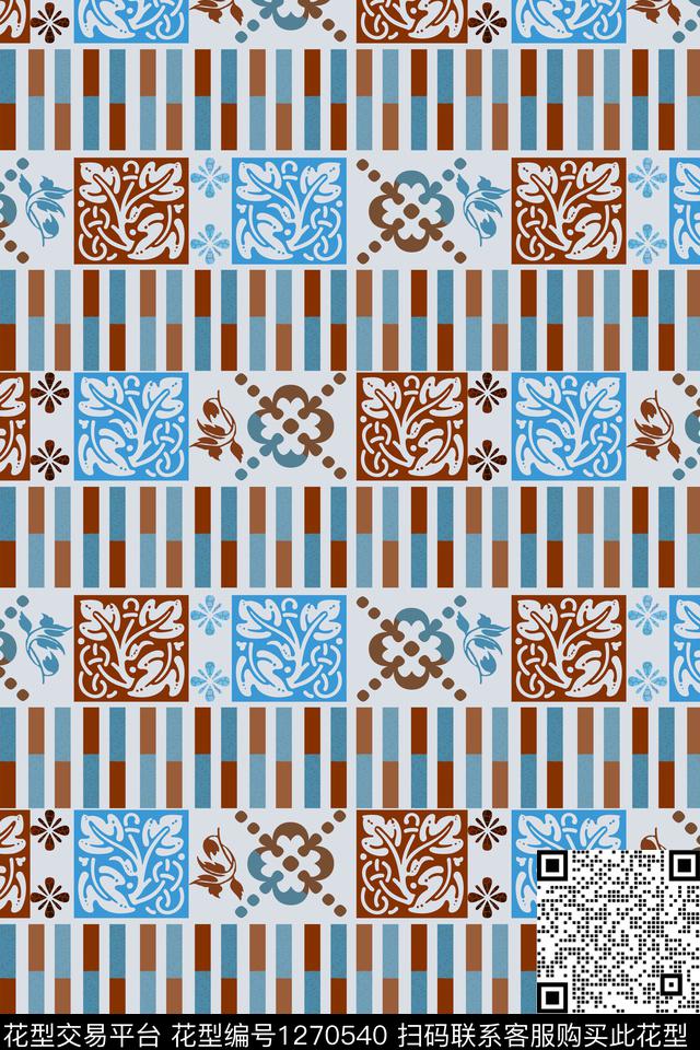 男装休闲花卉几何奢华游牧传统印花华亿平台下载（图片编号: 1270540） - 瓦栏（Walan）