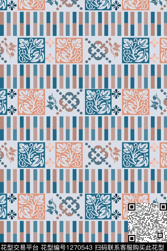 男装休闲花卉几何奢华游牧传统印花华亿平台下载（图片编号: 1270543） - 瓦栏（Walan）