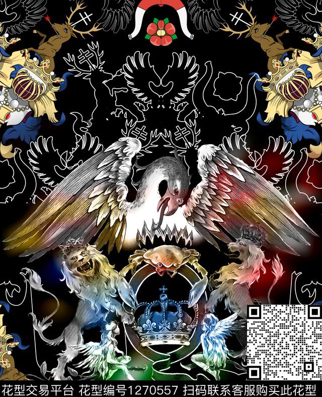 线条画动物定位花数码印花华亿平台下载（图片编号: 1270557） - 瓦栏（Walan）