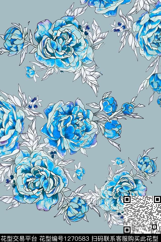 艺术中老年花卉数码印花华亿平台下载（图片编号: 1270583） - 瓦栏（Walan）