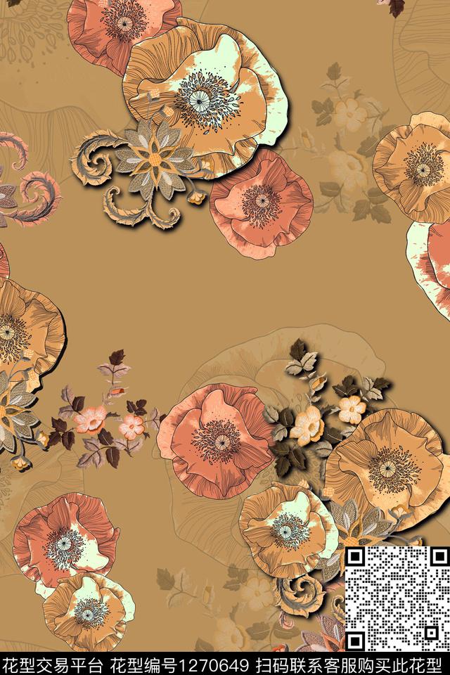 几何数码华亿平台花卉数码印花华亿平台下载（图片编号: 1270649） - 瓦栏（Walan）