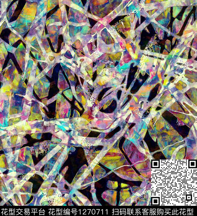 抽象手绘I数码印花华亿平台下载（图片编号: 1270711） - 瓦栏（Walan）