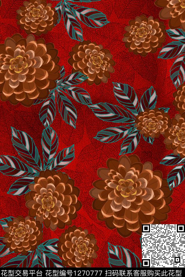 香云纱中国风复古旗袍华亿平台数码印花华亿平台下载（图片编号: 1270777） - 瓦栏（Walan）