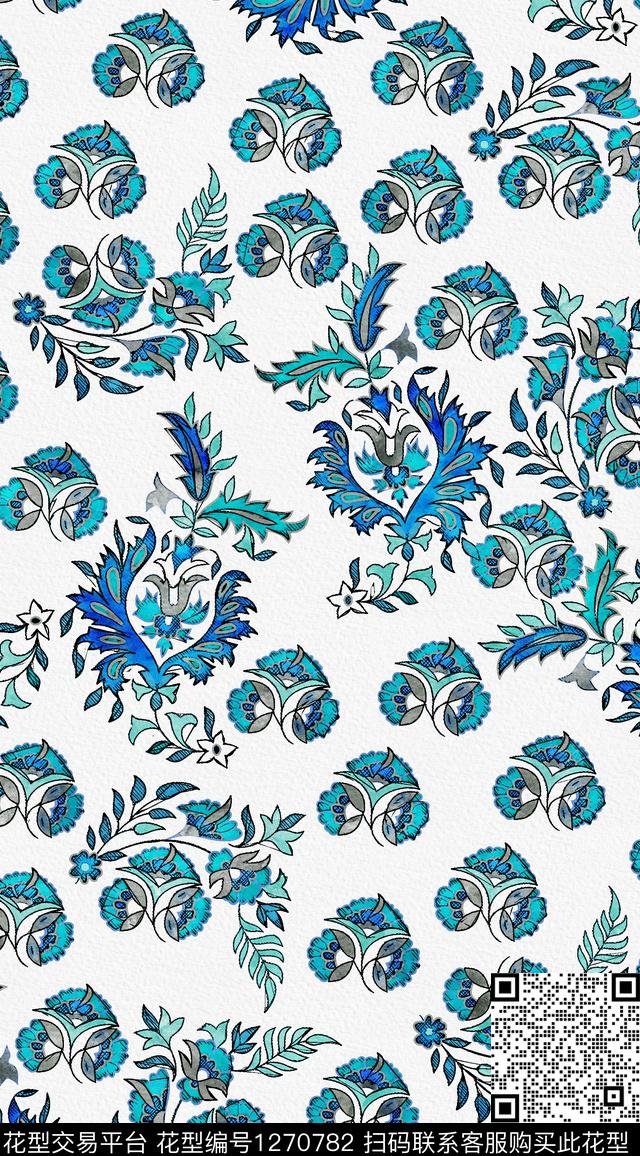 水彩花卉手绘数码印花华亿平台下载（图片编号: 1270782） - 瓦栏（Walan）