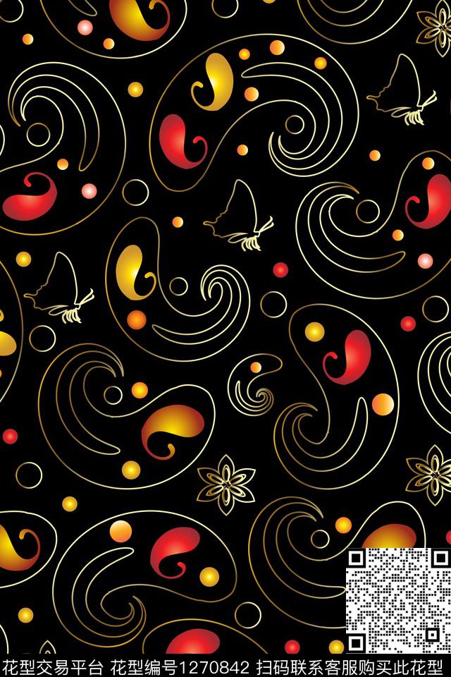 佩斯利抽象男装线条数码印花华亿平台下载（图片编号: 1270842） - 瓦栏（Walan）