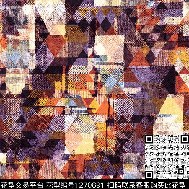 几何抽象混合拼接数码印花华亿平台下载（图片编号: 1270891） - 瓦栏（Walan）
