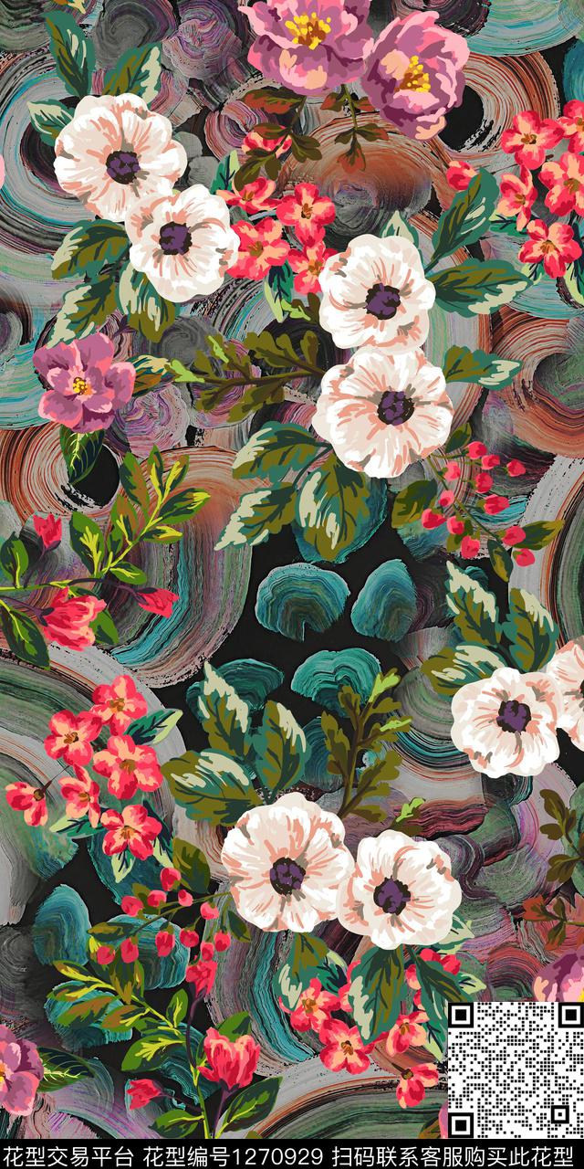 花卉绿植树叶数码印花华亿平台下载（图片编号: 1270929） - 瓦栏（Walan）