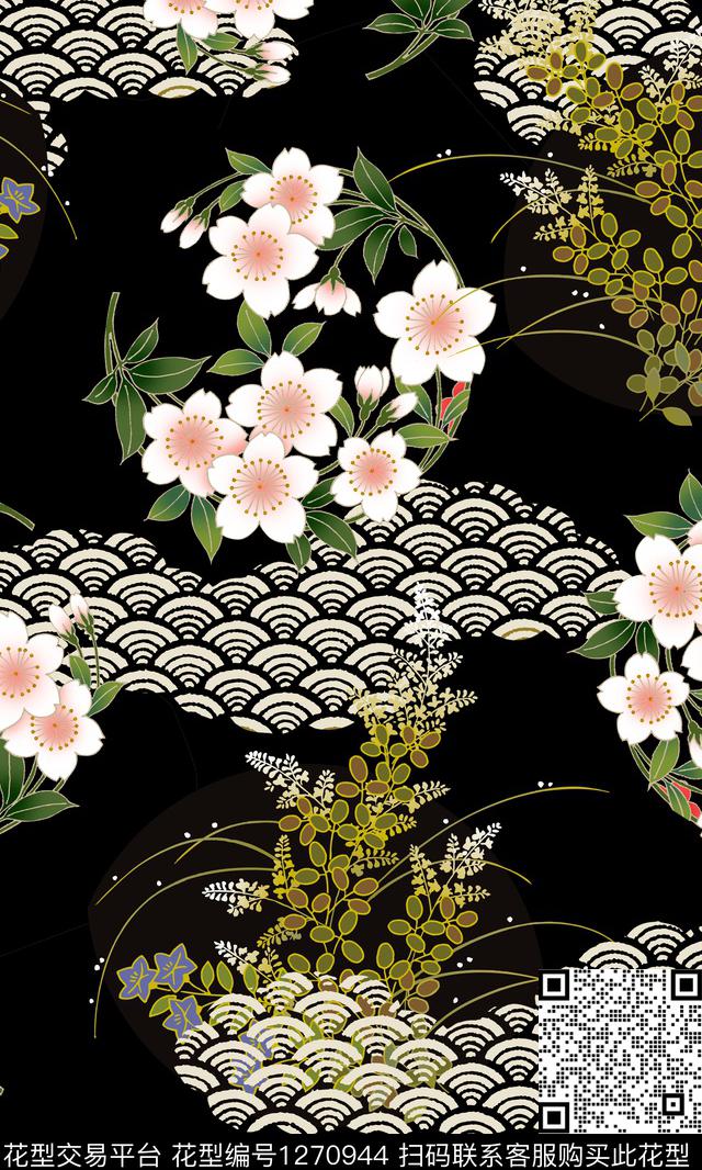 复古定位花数码华亿平台数码印花华亿平台下载（图片编号: 1270944） - 瓦栏（Walan）