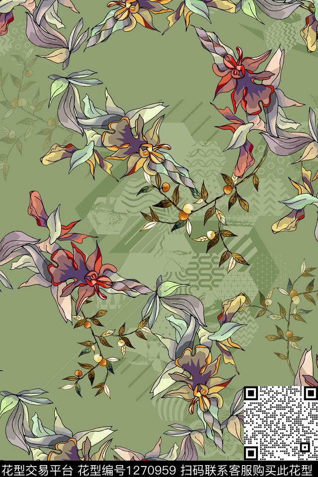 数码华亿平台花卉中国风数码印花华亿平台下载（图片编号: 1270959） - 瓦栏（Walan）