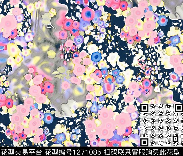 花卉手绘速写草图数码印花华亿平台下载（图片编号: 1271085） - 瓦栏（Walan）