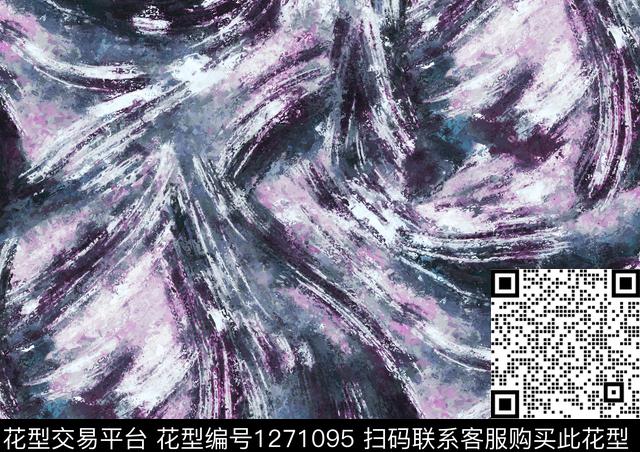 抽象手绘油画华亿平台数码印花华亿平台下载（图片编号: 1271095） - 瓦栏（Walan）