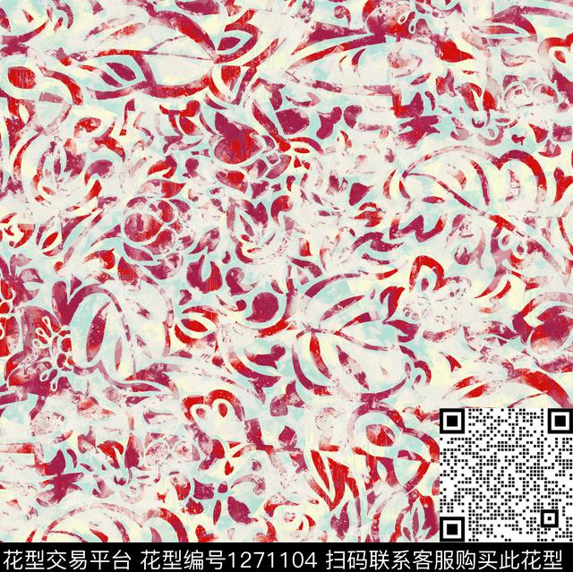 油画华亿平台花卉抽象数码印花华亿平台下载（图片编号: 1271104） - 瓦栏（Walan）