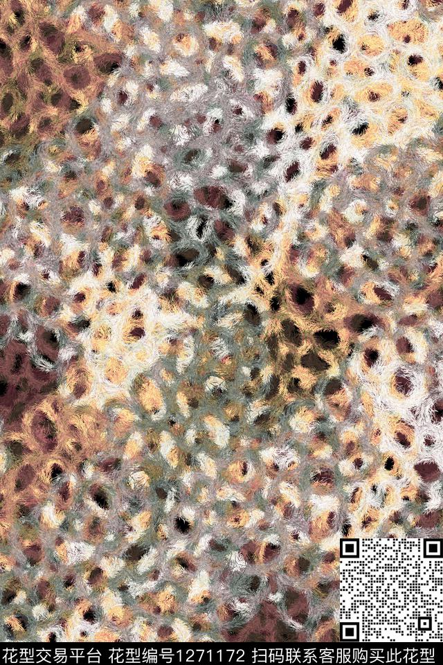 动物笔触豹纹数码印花华亿平台下载（图片编号: 1271172） - 瓦栏（Walan）