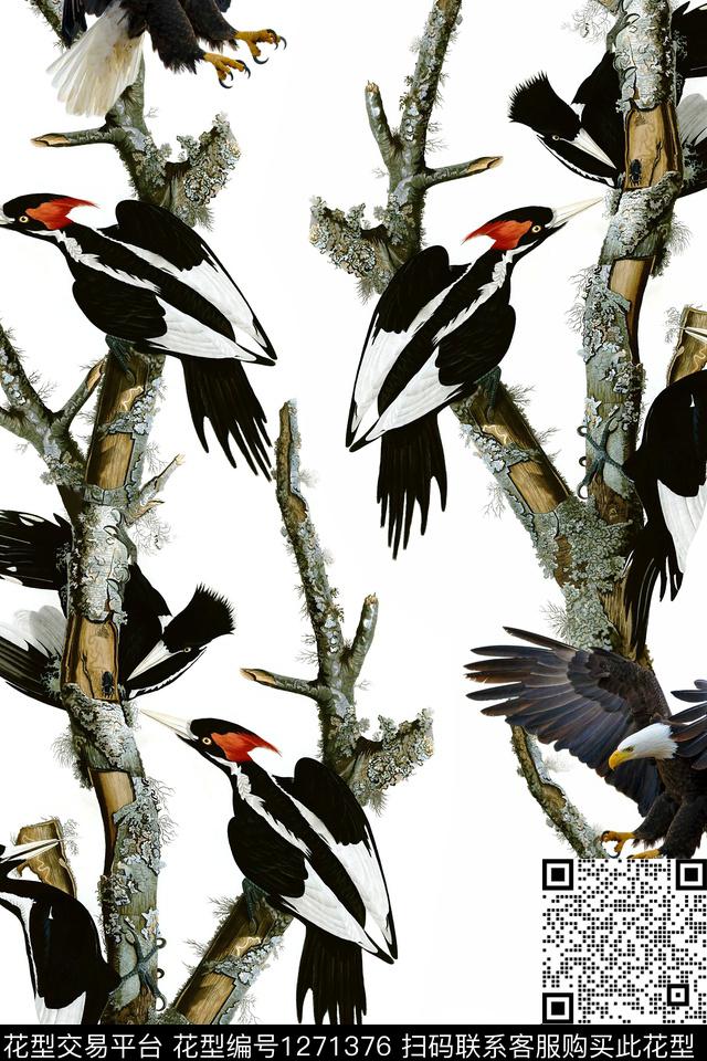 鸟树枝男装数码印花华亿平台下载（图片编号: 1271376） - 瓦栏（Walan）