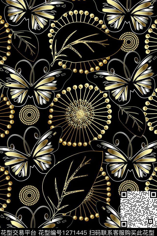 纹理抽象男装蝴蝶数码印花华亿平台下载（图片编号: 1271445） - 瓦栏（Walan）