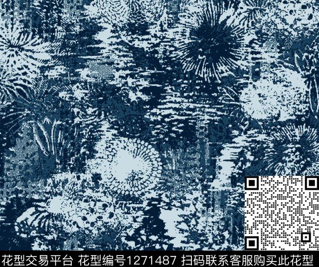 笔触花卉肌理传统印花华亿平台下载（图片编号: 1271487） - 瓦栏（Walan）