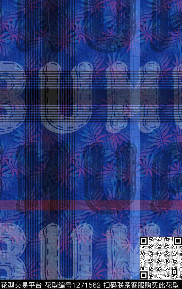 定位花格子字母数码印花华亿平台下载（图片编号: 1271562） - 瓦栏（Walan）