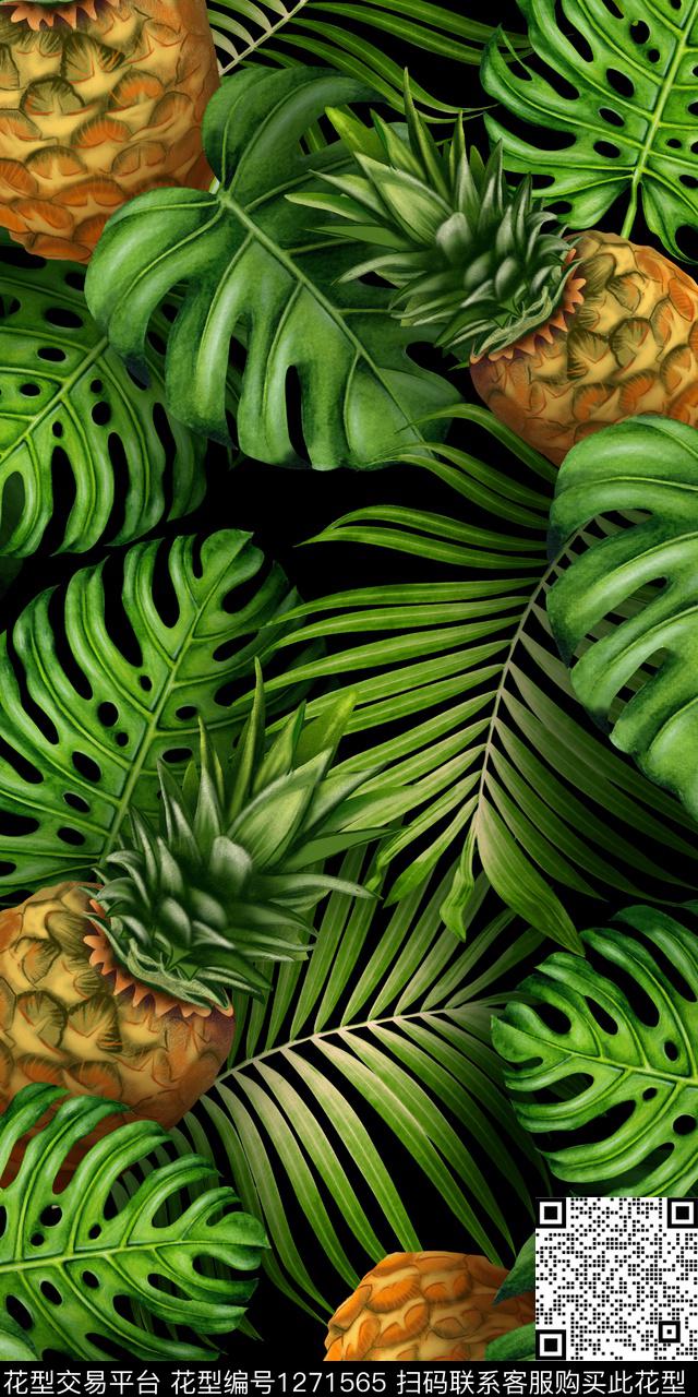 水果绿植树叶热带华亿平台数码印花华亿平台下载（图片编号: 1271565） - 瓦栏（Walan）