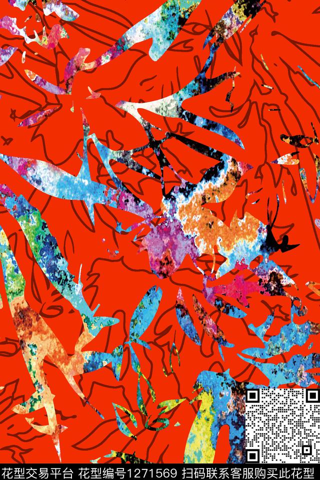 绘画男装大牌风数码印花华亿平台下载（图片编号: 1271569） - 瓦栏（Walan）