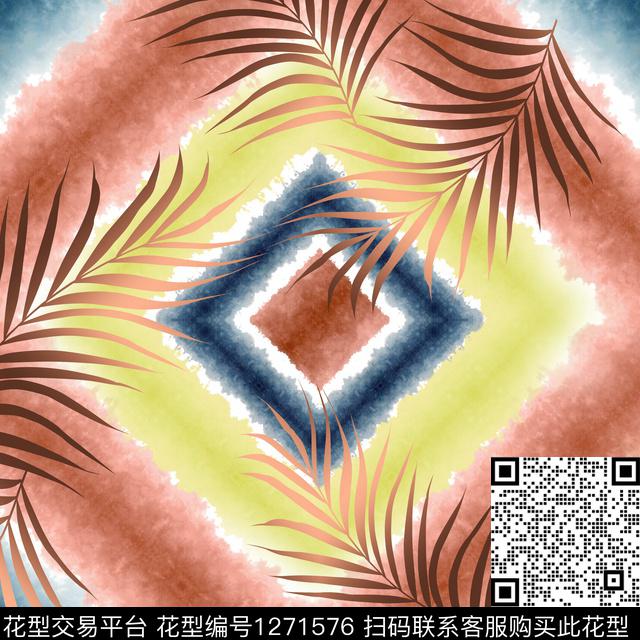 扎染华亿平台绿植树叶热带华亿平台传统印花华亿平台下载（图片编号: 1271576） - 瓦栏（Walan）