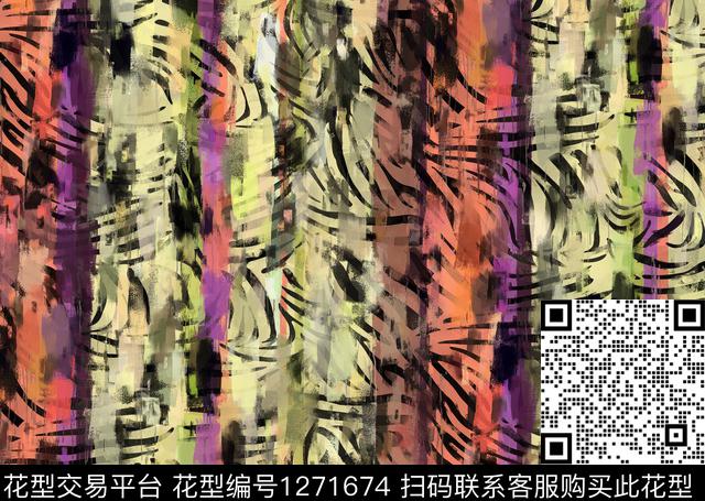 抽象手绘油画印象派数码印花华亿平台下载（图片编号: 1271674） - 瓦栏（Walan）