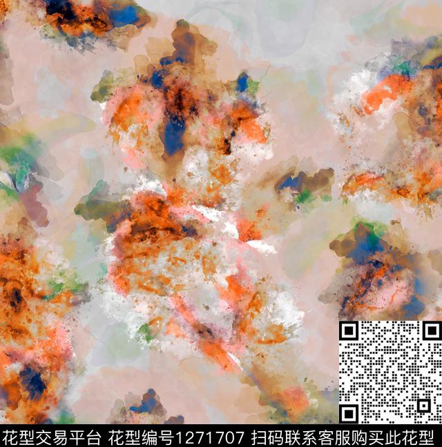 水彩抽象手绘数码印花华亿平台下载（图片编号: 1271707） - 瓦栏（Walan）