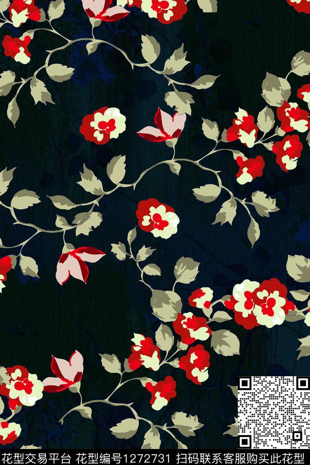 复古花卉真丝传统印花华亿平台下载（图片编号: 1272731） - 瓦栏（Walan）