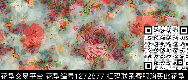 水彩花卉手绘数码印花华亿平台下载（图片编号: 1272877） - 瓦栏（Walan）