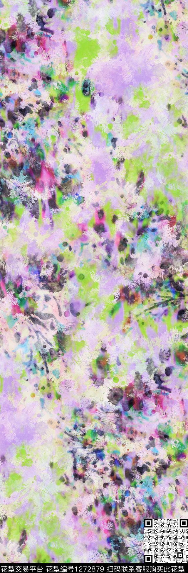 水彩花卉抽象数码印花华亿平台下载（图片编号: 1272879） - 瓦栏（Walan）