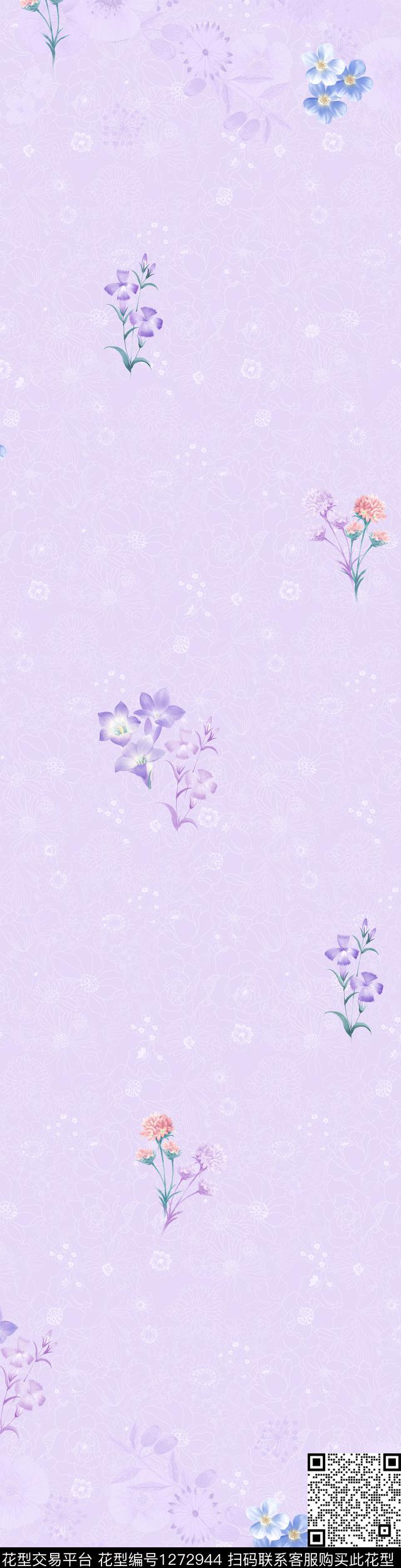 小碎花少女紫色传统印花华亿平台下载（图片编号: 1272944） - 瓦栏（Walan）