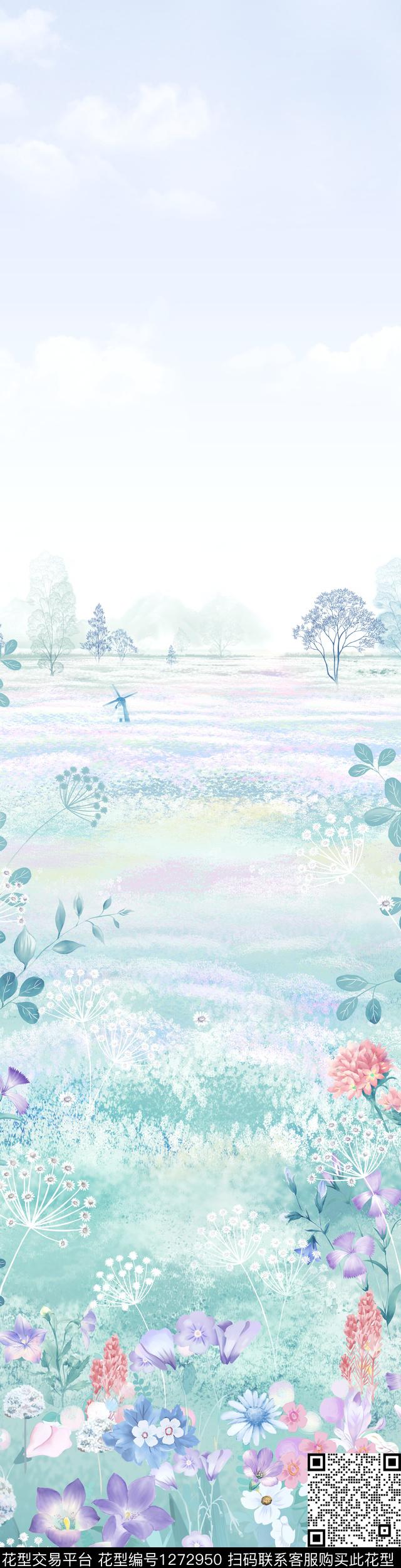 田园风景景观传统印花华亿平台下载（图片编号: 1272950） - 瓦栏（Walan）