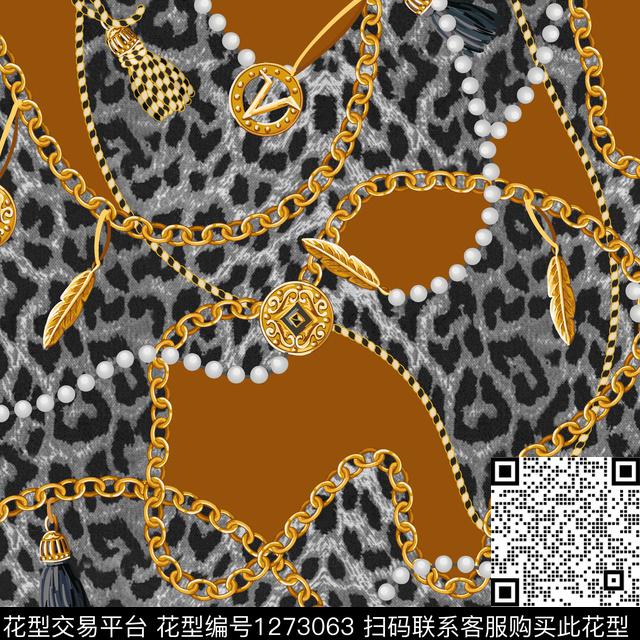 老虎链条动物纹数码印花华亿平台下载（图片编号: 1273063） - 瓦栏（Walan）