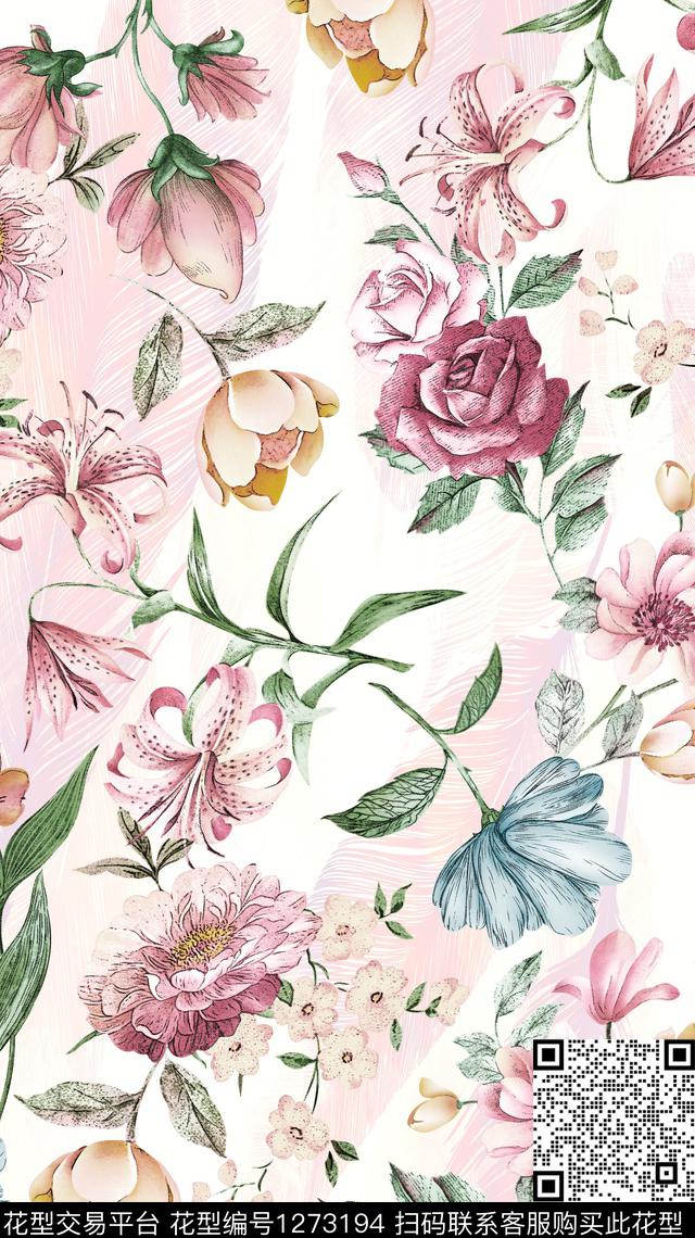 女装数码华亿平台花卉数码印花华亿平台下载（图片编号: 1273194） - 瓦栏（Walan）