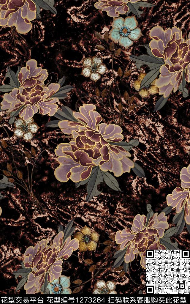 大牌风民族风印花复古香云纱印花数码印花华亿平台下载（图片编号: 1273264） - 瓦栏（Walan）