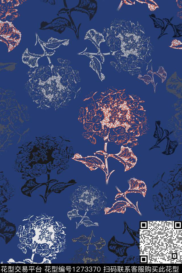 绣球花民族风图案蜡印传统印花华亿平台下载（图片编号: 1273370） - 瓦栏（Walan）