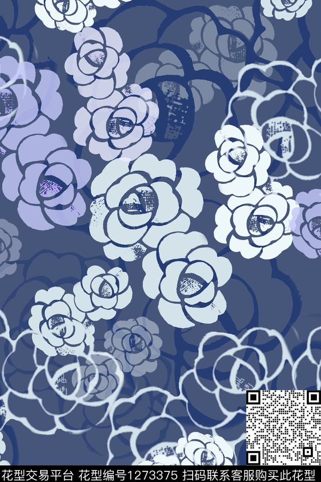 玫瑰花语蜡印民族风图案传统印花华亿平台下载（图片编号: 1273375） - 瓦栏（Walan）