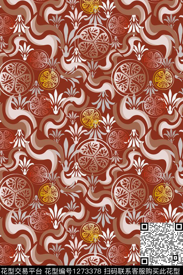 风格化花卉民族风图案蜡印传统印花华亿平台下载（图片编号: 1273378） - 瓦栏（Walan）