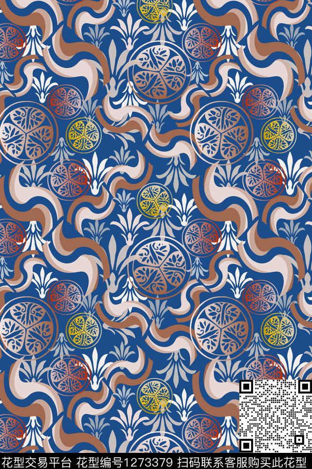 风格化花卉民族风图案蜡印传统印花华亿平台下载（图片编号: 1273379） - 瓦栏（Walan）