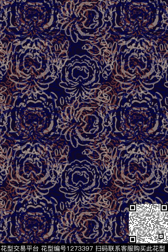 风格化花卉民族风图案蜡印传统印花华亿平台下载（图片编号: 1273397） - 瓦栏（Walan）