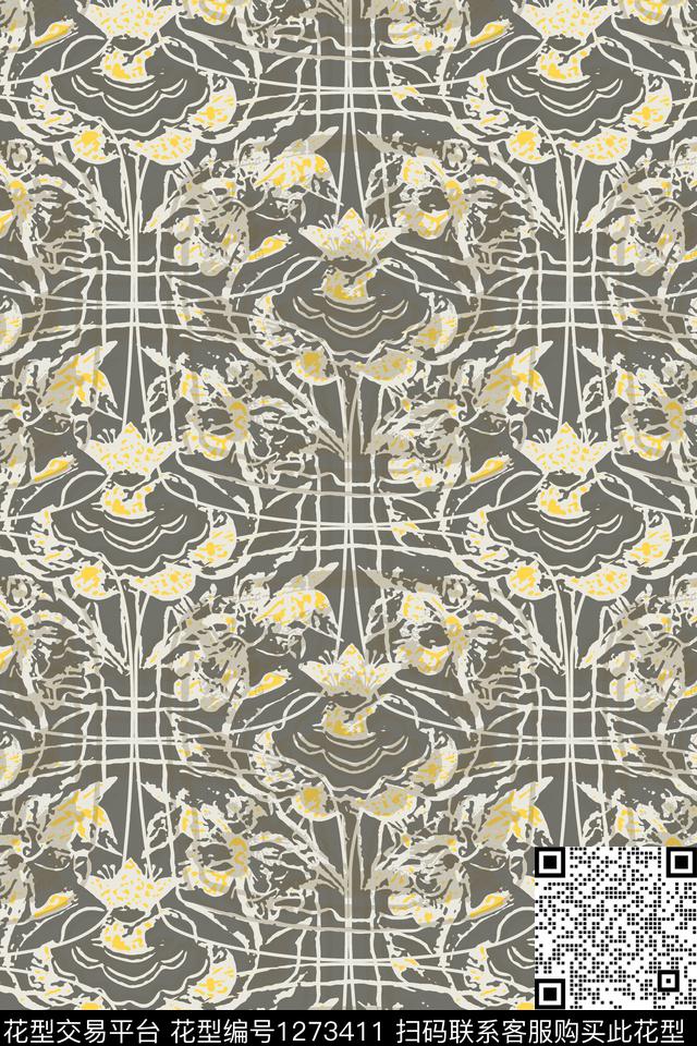 抽象花卉蜡印肌理图案数码印花华亿平台下载（图片编号: 1273411） - 瓦栏（Walan）