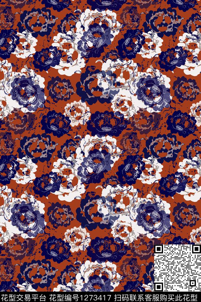 抽象花卉抽象民族风图案数码印花华亿平台下载（图片编号: 1273417） - 瓦栏（Walan）
