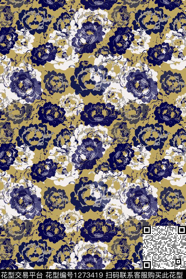 抽象花卉抽象民族风图案数码印花华亿平台下载（图片编号: 1273419） - 瓦栏（Walan）