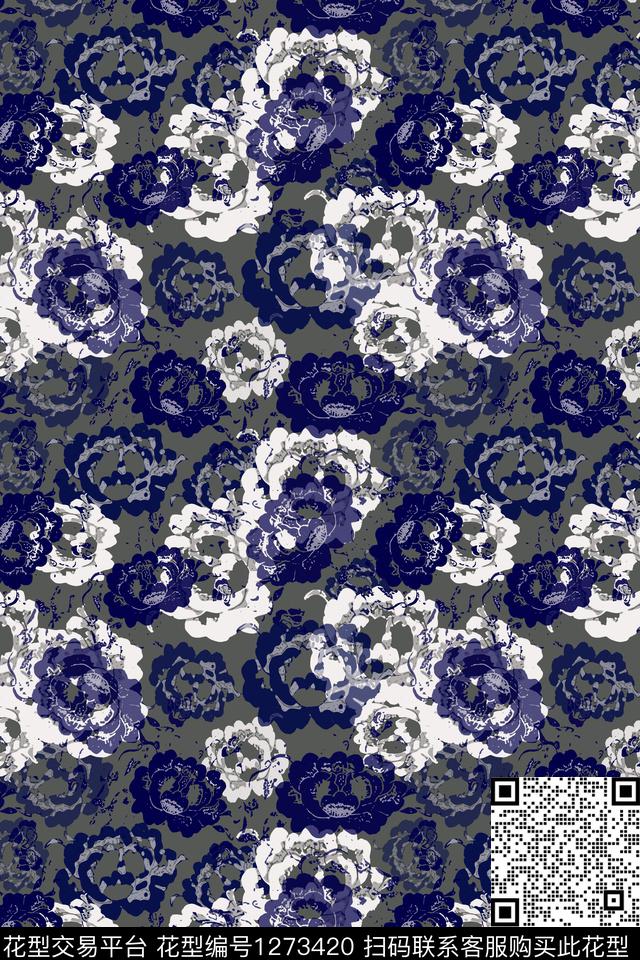 抽象花卉抽象民族风图案数码印花华亿平台下载（图片编号: 1273420） - 瓦栏（Walan）