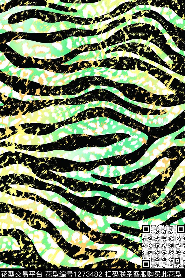 动物黑白条纹豹纹数码印花华亿平台下载（图片编号: 1273482） - 瓦栏（Walan）