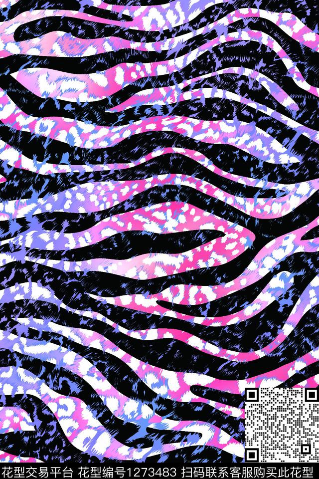 动物黑白条纹豹纹数码印花华亿平台下载（图片编号: 1273483） - 瓦栏（Walan）