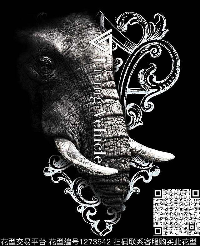 复古定位花大象数码印花华亿平台下载（图片编号: 1273542） - 瓦栏（Walan）