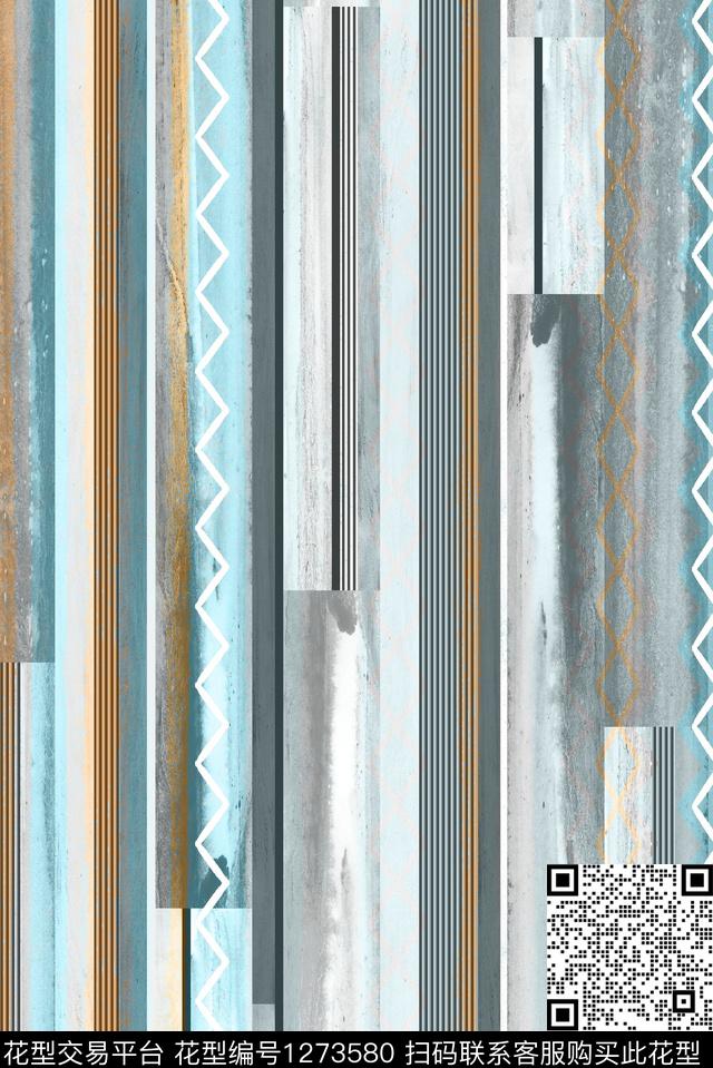 水彩几何格子数码印花华亿平台下载（图片编号: 1273580） - 瓦栏（Walan）